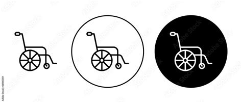 Wheelchair sign icon set. Disability electric wheel chair vector symbol for ui designs. Stock ...