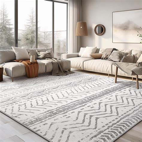 Amazon.com: Area Rug Living Room Rugs - 5x7 Machine Washable Moroccan Geometric Neutral Soft Low ...