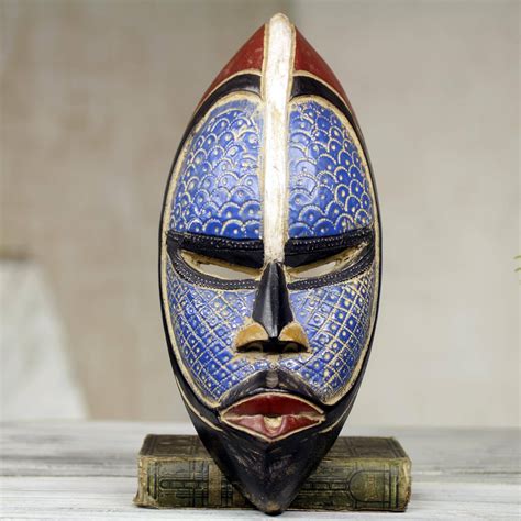 African wood mask, 'Zulu Blue' | African masks, African, Handmade african