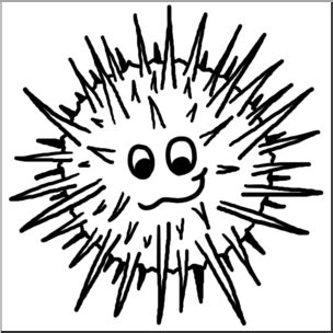 Clip Art: Cartoon Sea Urchin B&W I abcteach.com