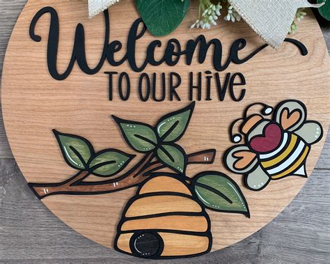 Instant Digital Download Whimsical Bee and Beehive Sign Svg - Etsy