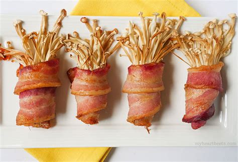 Bacon Bouquet (bacon wrapped enoki) | My Heart Beets