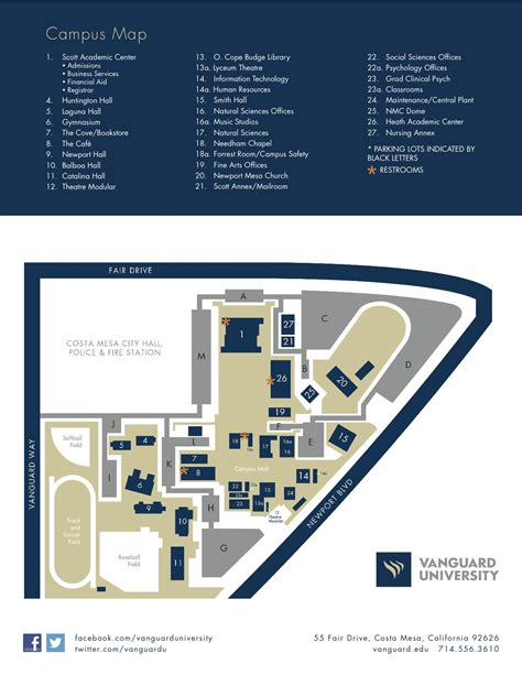 Vanguard University Campus Map | Tourist Map Of English