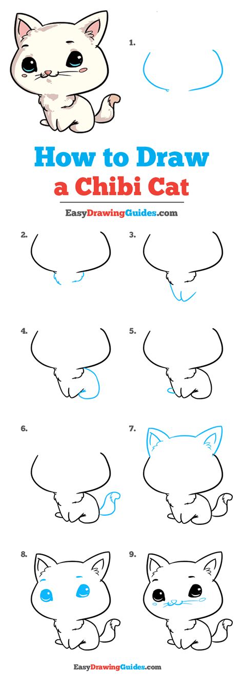 How to Draw a Chibi Cat - Really Easy Drawing Tutorial in 2020 | Chibi ...