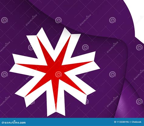 Flag of Hokkaido Prefecture, Japan. Stock Illustration - Illustration of emblem, wave: 113338196