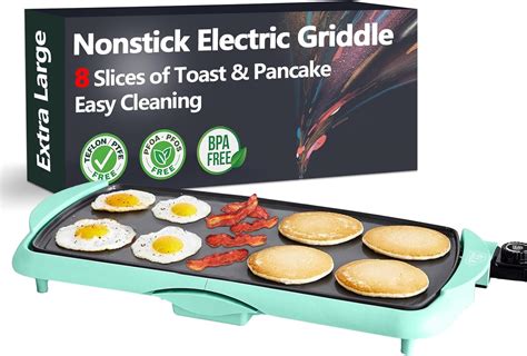 Amazon.com: Extra-Large Ceramic Nonstick Electric Griddle - for Pancakes Eggs Burgers and More ...