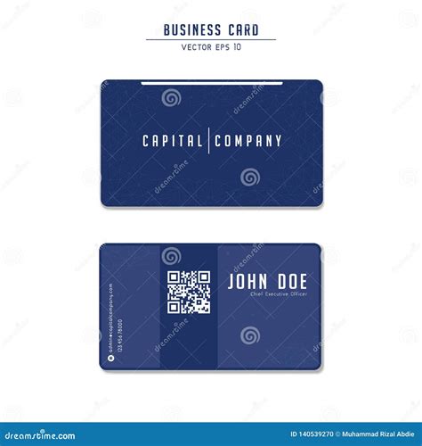 Capital Company Blue Modern Tech Business Card Template Design with Qr Code with Low Poly ...