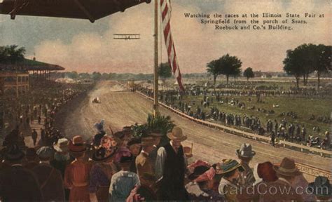 Watching the Races at the Illinois State Fair Springfield, IL Postcard