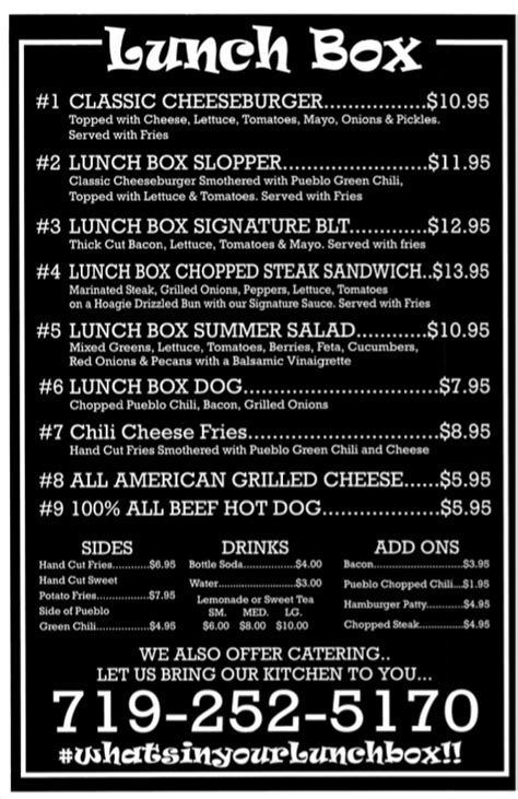 Menu - The Lunchbox Food Truck