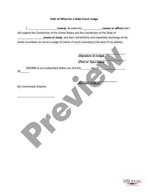 Oath of Office for a State Court Judge - Court Judge | US Legal Forms