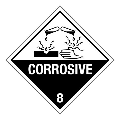 Class 8 Hazardous HAZMAT Material Label IATA Transportation Corrosive ...