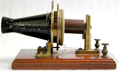 One of two experimental telephones presented at the Philadelphia Centennial Exposition in 1876 ...