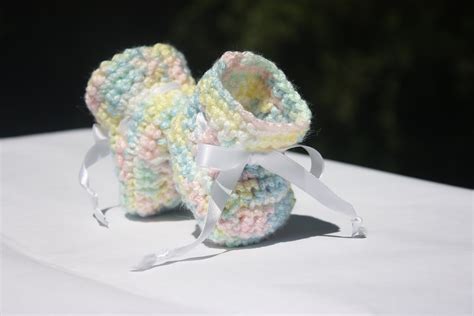 Rainbow Crochet Baby Set Crochet Baby Gift Set Newborn Booties and Hat Set Baby Bootie Hat Set ...