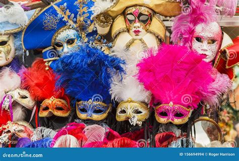 Colourful Collection of Venetian Masquerade Ball Masks on Display Stock Photo - Image of ...