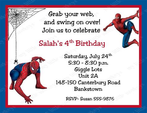 Free Spiderman Birthday Invitations Printable