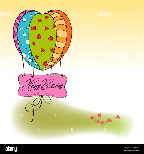 happy birthday card with balloons.vector illustration Stock Photo - Alamy