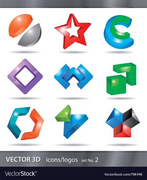 Set 3d icons or logos Royalty Free Vector Image