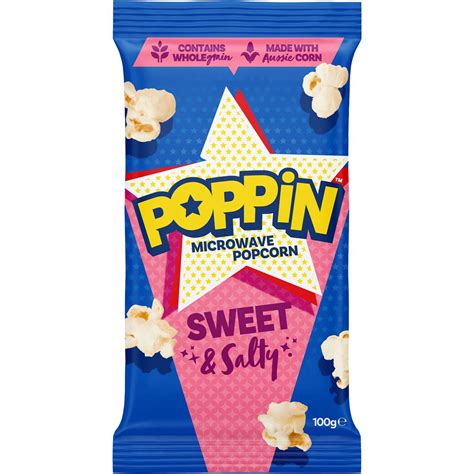 Poppin Microwave Popcorn Sweet & Salty 100g | Woolworths