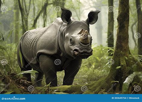 Javan Rhino (Rhinoceros Sondaicus) Ujung Kulon National Park in Java, Indonesia Stock Photo ...