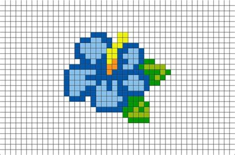 a cross stitch pattern with blue and yellow flowers on the center, as well as green leaves