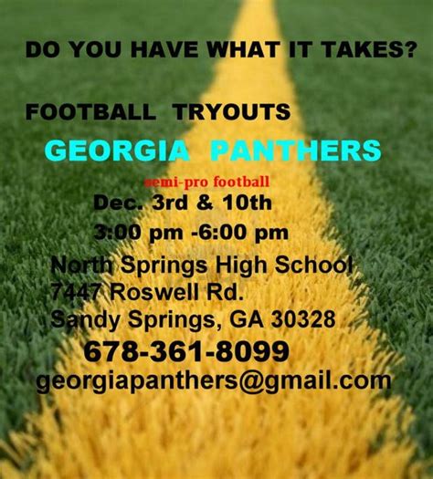 Georgia Panthers semi-pro football tryouts | Roswell, GA Patch