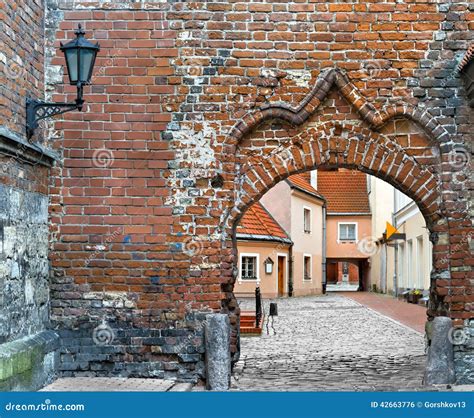 Medieval buildings in the old city of Riga, Latvia.