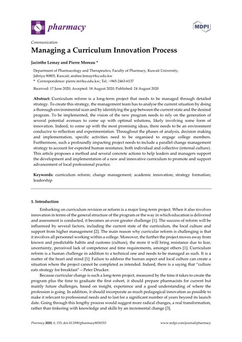 (PDF) Managing a Curriculum Innovation Process