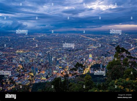 Bogota City Center at Night from Monserrate hill, Colombia Stock Photo - Alamy