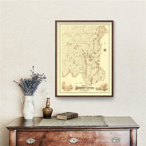 Vintage Map of Madison County, Alabama 1875 by Ted's Vintage Art