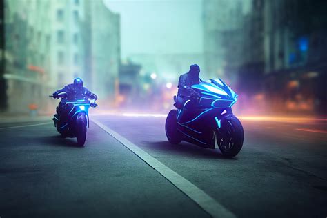 Concept Art Futuristic Motorcycle Moving At Lightspeed On Arcanepunk ...