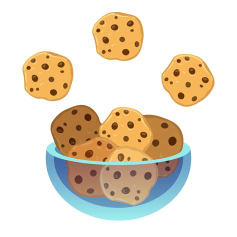 Chocolate chip cookie plate. Delicious cookies. Clear glass plate. Vector illustration isolated ...