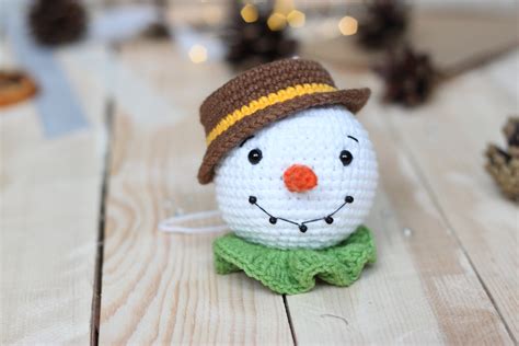 Snowman ornament crochet pattern handmade Christmas | Etsy