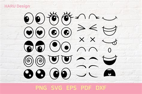 Cartoon Eyes and Mouth Graphic by HARUdesign · Creative Fabrica