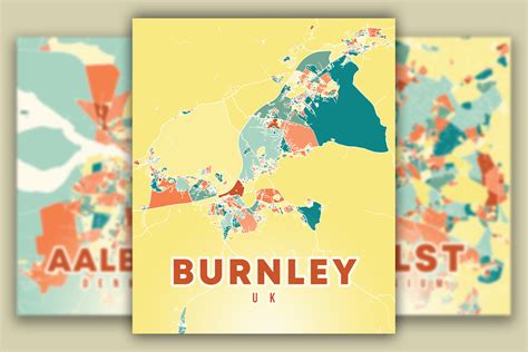 Burnley UK Colorful Poster Map Graphic by Poster Boutique · Creative ...