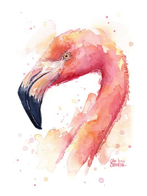 Flamingo Watercolor Painting by Olga Shvartsur - Pixels