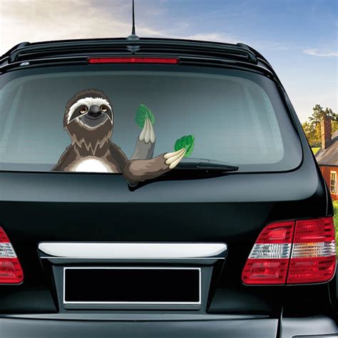 Sloth Waving Wiper Decals PVC Rear Window Wiper Stickers Rear ...