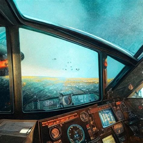 Ai Art Generator: cockpit view futuristic windshield