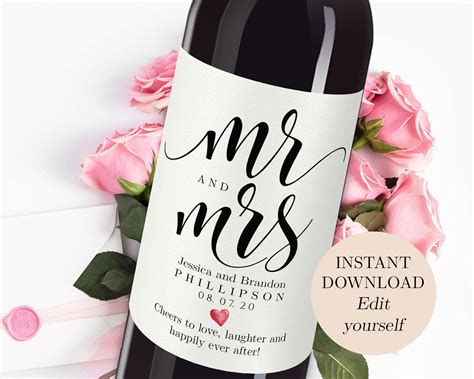 Printable Wedding Wine Bottle Labels Editable Wine - Etsy | Wine bottle labels wedding, Wedding ...