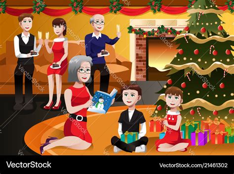 Family having a christmas party Royalty Free Vector Image