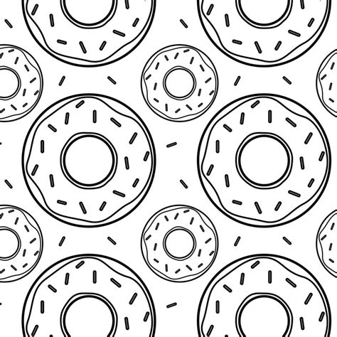 Seamless icon donut pattern. Sweet Dessert. Print for banners, design, decoration of street cafe ...