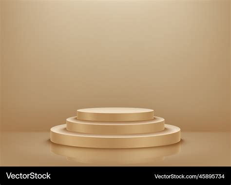 Ladder podium on green illuminated room realistic Vector Image