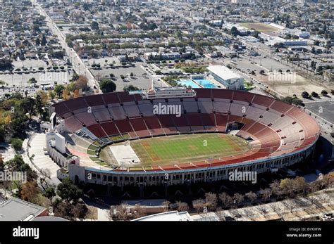 USC Trojans Football stadium The Coliseum Los Angeles California aerial ...