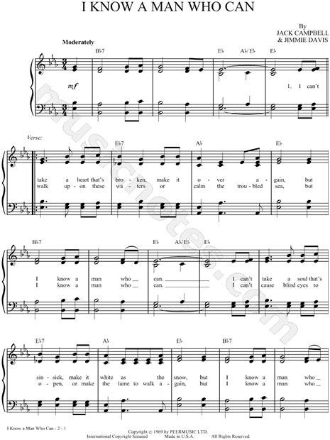 Jack Campbell "I Know a Man Who Can" Sheet Music in Eb Major - Download & Print - SKU: MN0027489