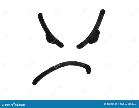 Angry Face Smile Drawing With Black Marker Pen Isolated On White Stock ...