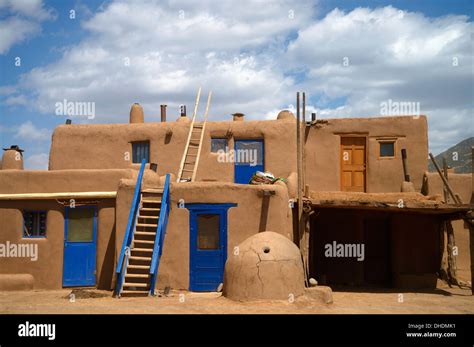 Unique Architecture Of A Two Story Residential Building; Taos Pueblo ...