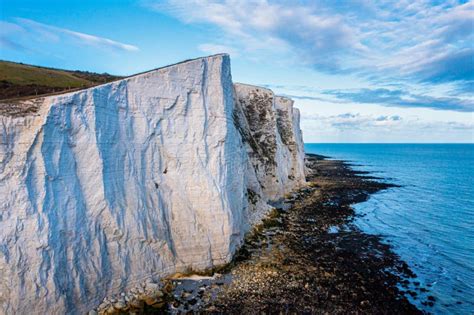 Aerial View of the White Cliffs of Dover. Close Up View of the Cliffs from the Sea Side Stock ...