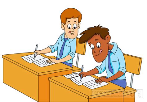 School Clipart - two-students-sitting-at-desk-taking-an-exam ...