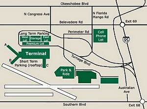 Airport Parking Maps For Palm Beach, Palm Springs, Pensacola, Phoenix, Pittsburgh