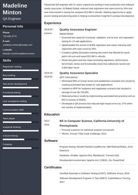 Quality Assurance (QA) Resume Samples for 2025 [+Tips]