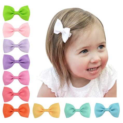 1 Pcs Mini 2.75'' Bow Tie Hair Clip Small Sweet Solid Ribbow Bow Safety Hair Clips Kids Hairpins ...